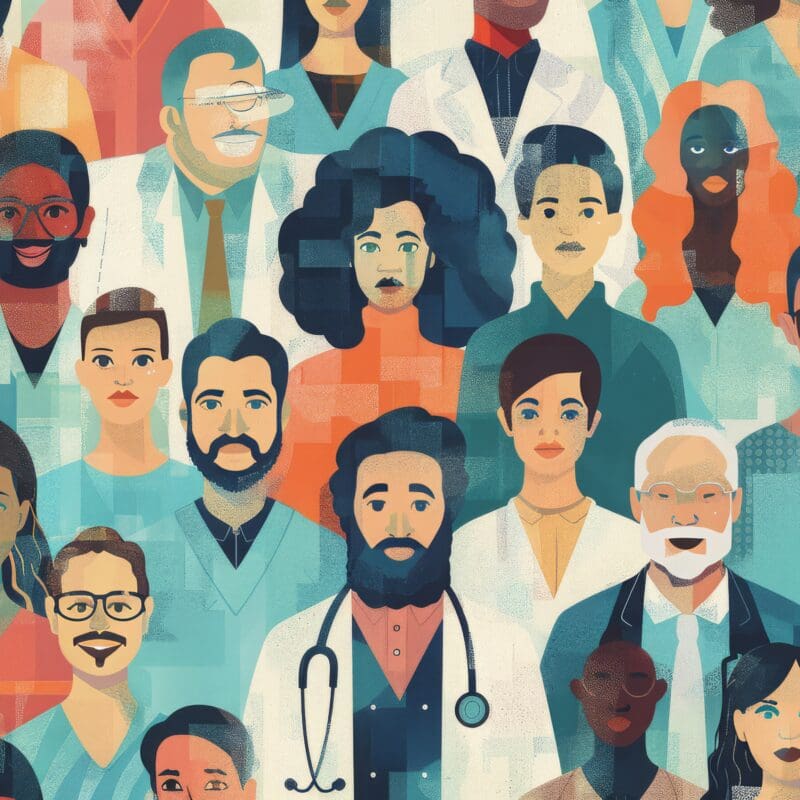 Digital illustration of healthcare diversity and inclusivity
