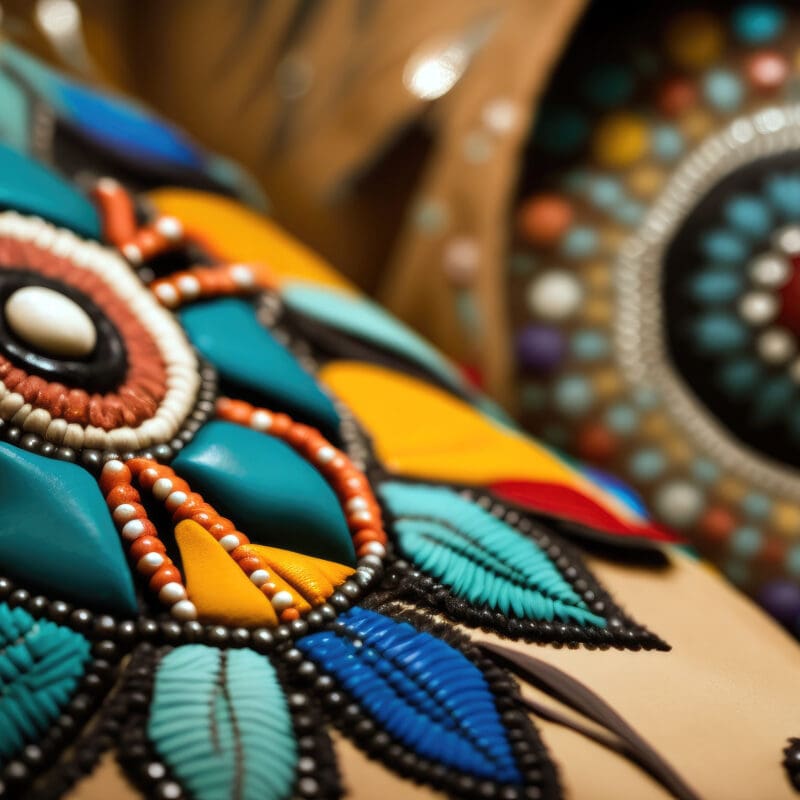 Intricate Beaded Native American Moccasins and Regalia at Powwow in Arizona (created with Generative AI)